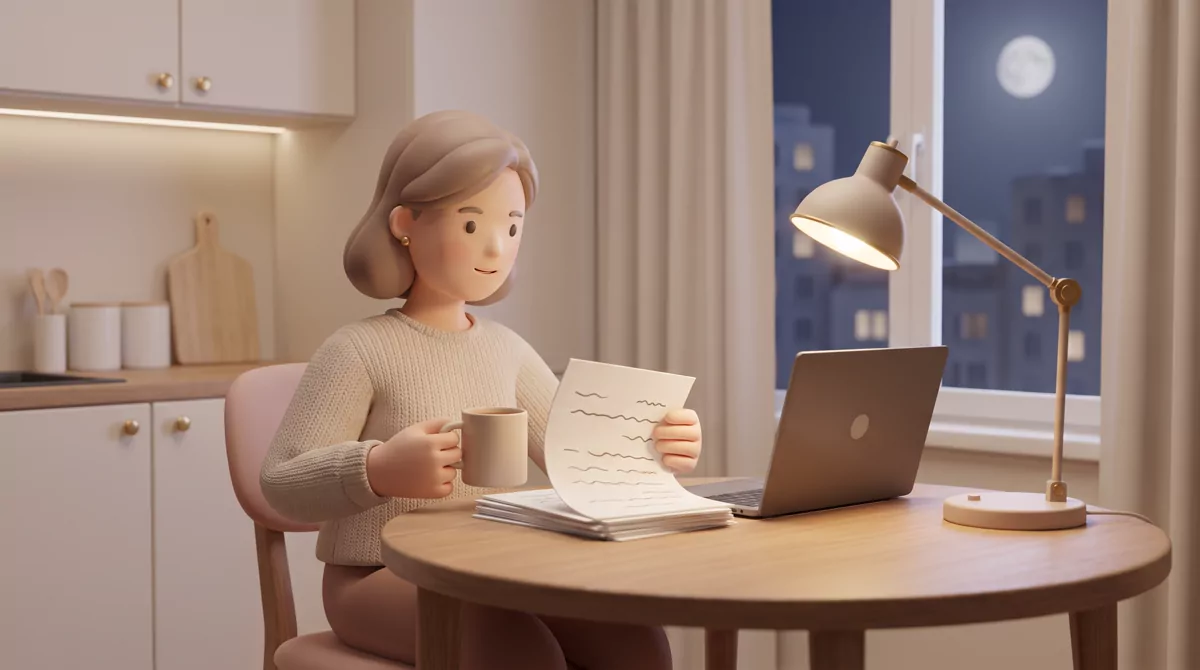 Teacher writing college recommendation letters in the evening.