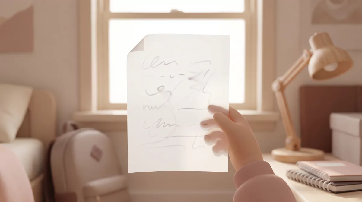 A single sheet of paper held up against a bright window, backlit so the text is unreadable and only 